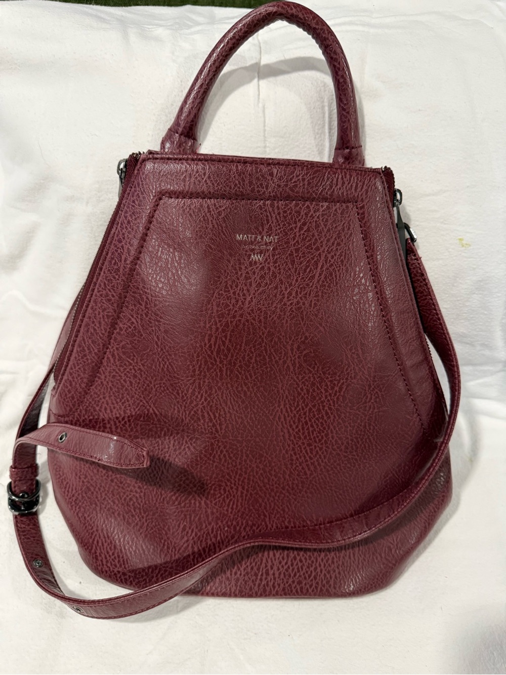 Matt & Nat Burgundy Vegan Leather Satchel Crossbody Bag Top Handle